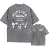 Men's Harajuku Casual Cotton Short Sleeve Washed T-Shirt Vintage Printed Street Hip Hop Retro Punk T Shirt Acid Wash TShirts Top