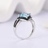 925 silver ring earrings pendant necklace natural sky blue Topaz real gemstone fine jewelry set for women's Daily and party wear