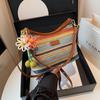 Large Capacity Woven Shoulder Bag Polyester Knit Hobo Bag Causal Straw Tote Bag  Vacation