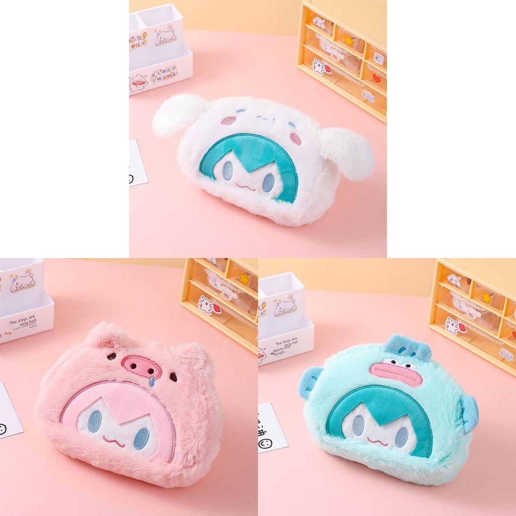 Miku Plush Pencil Case Large Capacity Cartoon Stationery Storage Bag For Students And Kids