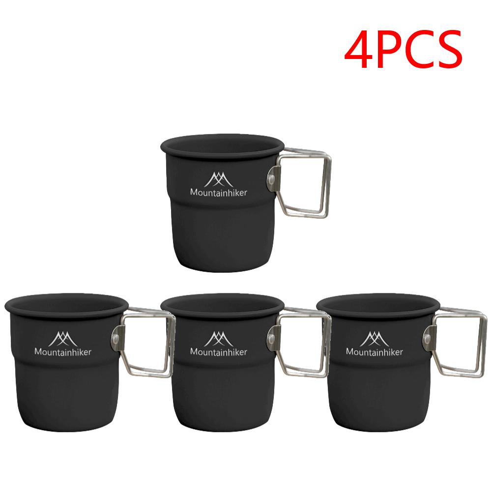 1-5PCS 300ml Camping Water Cup with Foldable Handle Picnic Water Mug Aluminum Alloy Lightweight Camping Cup for Outdoor