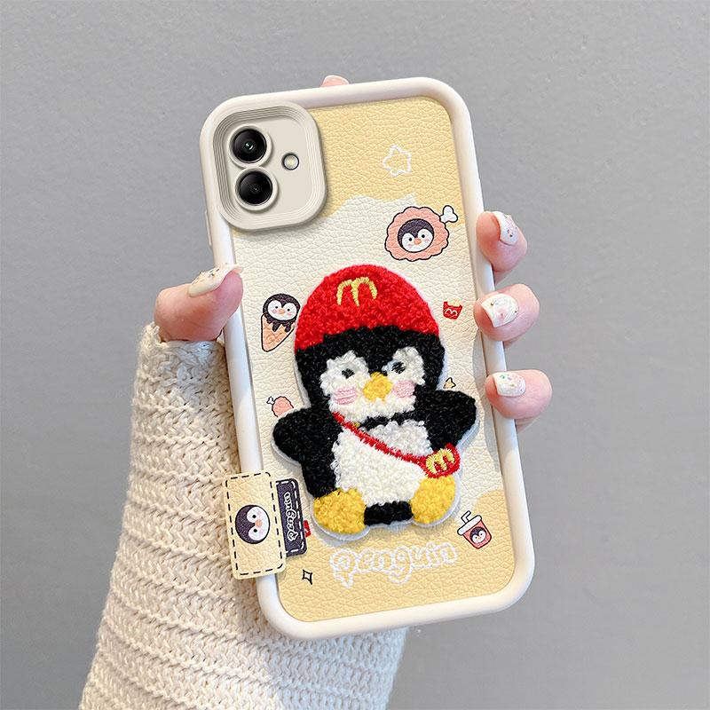 KEYSION Cartoon Cute Plush Embroidery Case for Samsung A06 4G A05 A04 with Lanyard Shockproof Phone Cover for Galaxy A06 A05 A04 4G