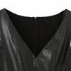 European and American style, new women's clothing, foreign style, fashionable imitation leather effect V-neck sleeveless belt top