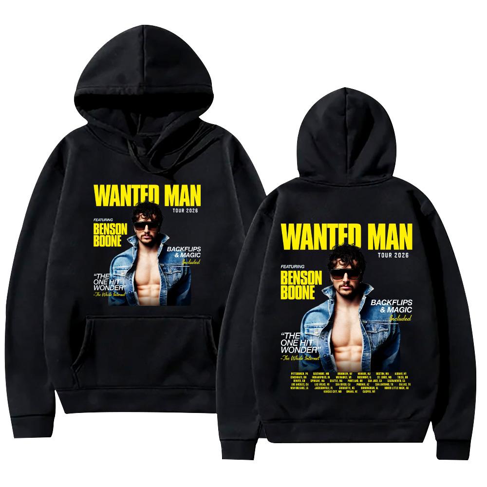 

Benson Boone Wanted Man Tour 2026 Hoodies Men Women Clothing Fashion Long Sleeve Sweatshirts Casual Hip Hop Pullovers XS чёрный