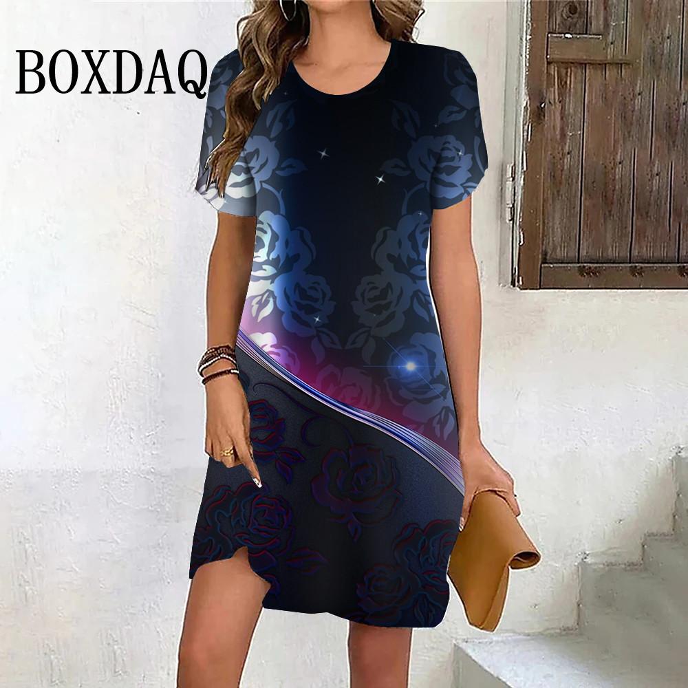 

Платья с принтом фиолетовых цветов для женщин, летнее винтажное мини-платье с коротким рукавом, повседневный пуловер с круглым вырезом, сарафан больших размеров 6XL