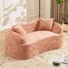 Rosa geschwungenes Zweisitzer-Sofa mit Armlehnen, Kompression mit 2 Kissen, Cremefarben für kleine Räume, Wohnzimmer, Schlafzimmer, Keine Montage erforderlich