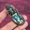 Abalone Shell Gemstone Pendant Copper Wire Wrapped Pendant Handmade Jewelry