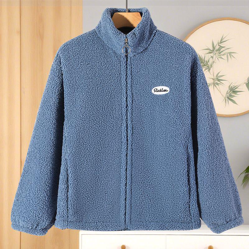 Plus Size Velvet Fleece Jacket: Loose Fit Lambswool Sweatshirt for Middle-Aged & Elderly