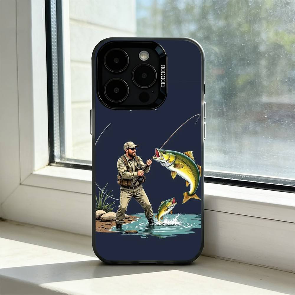 Karpfenfischerei R-Rute Handyhülle Für iPhone 17,16,15,14,13,12,11 Plus,Pro Max,XS,Farbig Silberbeschichtet Innenabdeckung