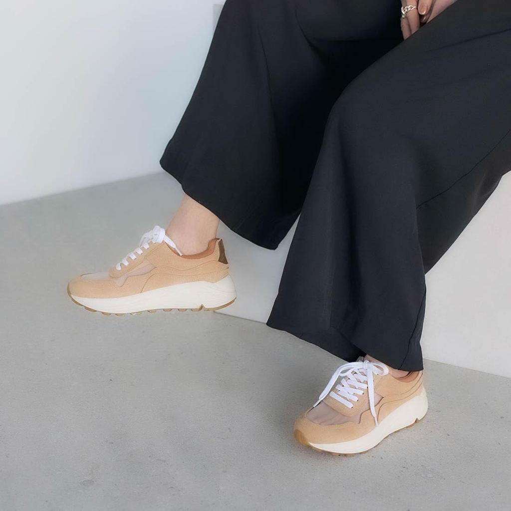 Carino CAUC51106 Women's Beige Combination Sneakers, Size 23.5 Cm