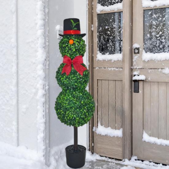 Árvore Topiária de Boneco de Neve de Natal Forma de Coelho Estaca Topiária Artificial Decoração de Arbustos e Plantas Artificiais para Jardim Interno Externo Varanda