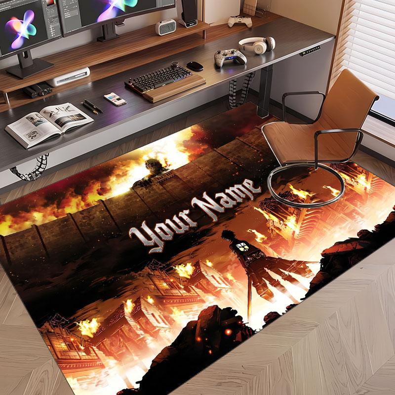 Custom Name Crystal Velvet Rug,Attack on Titan Comfortable Anti Slip Floor Mat For Room Decoration