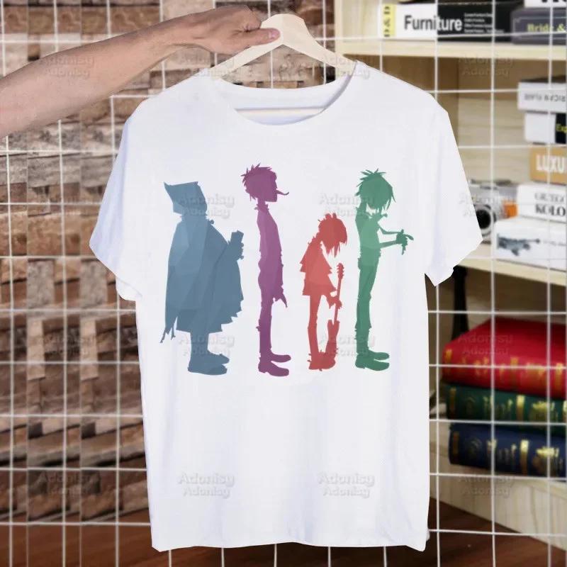 Gorillaz Rock Modern Music Graffiti T Shirt Men Retro Washed Tops Tees Harajuku Tshirt Streetwear Hip Hop Male T-shirts