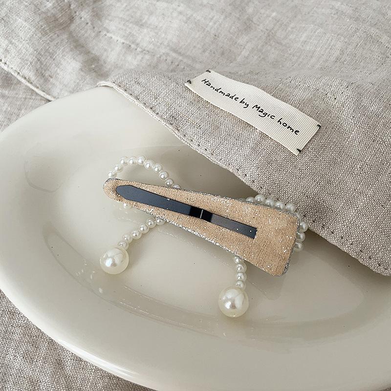 Glitter Pearl Bow Hairpin Niche Personality Versatile Bangs Clip Hair Accessories Headdress Edge Clip