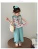 Girls' 2026 Summer Floral Tank Top Wide Leg Pants Set New Fashionable and Stylish Thin Two Piece Set Casual Fashion Trend