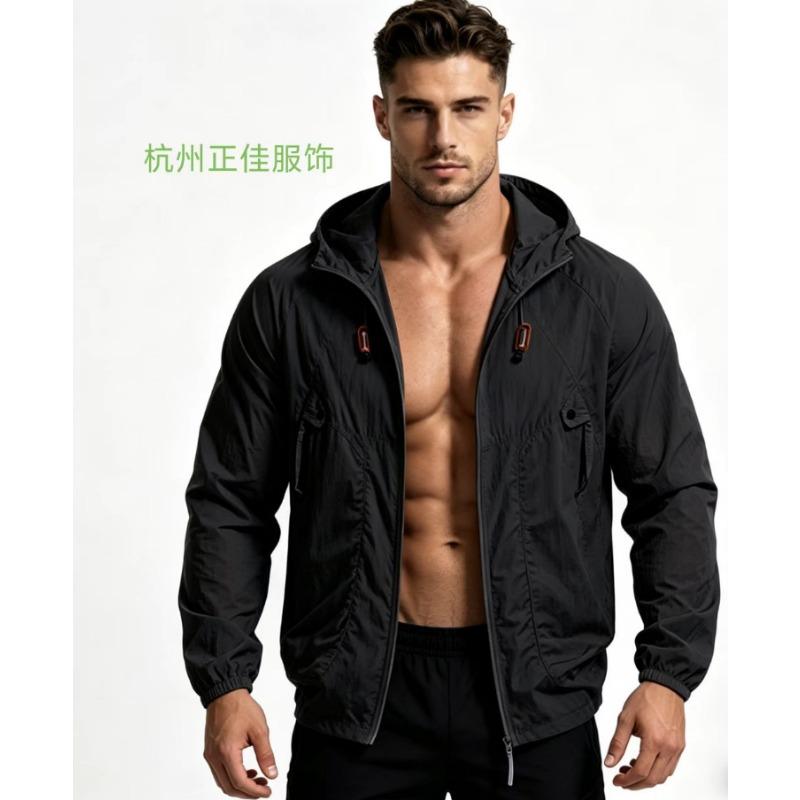 Mens White Lightweight Hooded Sun Protection Jacket