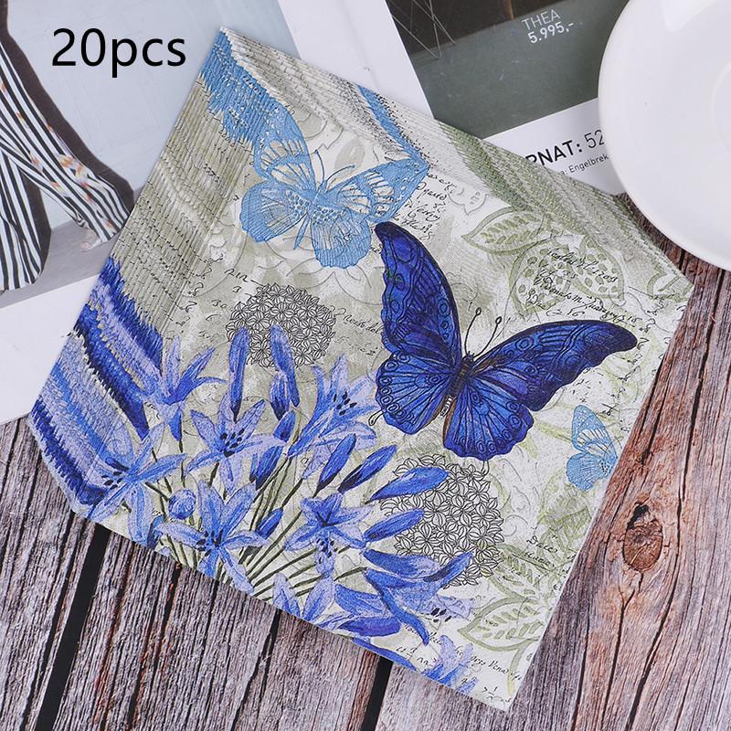 20 Stück bedruckte Servietten Papier Decoupage Taschentücher Blumen Hochzeit Geburtstag DIY Dekoration Schreibtisch Dekoration Servietten