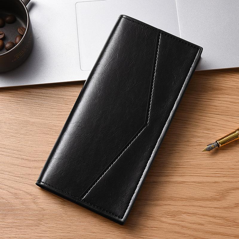 Men’s PU Leather Long Wallet RFID Card Holder Zipper Coin Pocket Multiple Card Slots ID Photo Holder Bifold Wallet Large Capacity Slim Purse