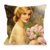 European Royal Court Lady Young Woman Portrait Painting Sofa Throw Pillowcase Rose Flower Home Decoration Art Cushion Cover