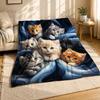 Fluffy Kittens In Blue Coral Fleece Blanket Cute Cat Decor