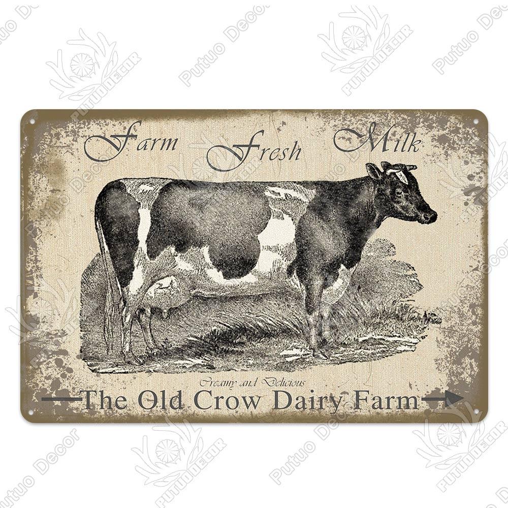 Decor Cow Vintage Tin Sign Retro Metal Sign Decorative Plaque Farm House Shop Garage Wall Decor Cow Posters