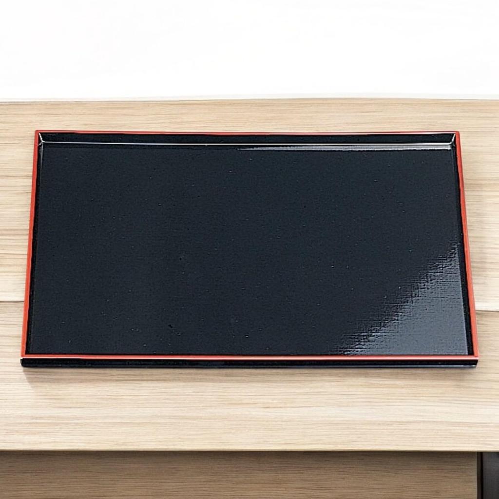 Fabric Tray in Black or Lacquerware Made in Japan J-kitchens 3-Shaku (Tray) Red, Non-Slip, 39cm, (ABS Resin),
