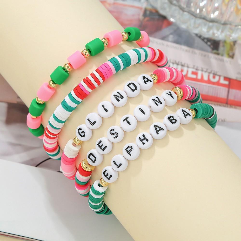 Valentine's Day Bracelet Love Soft Pottery Flower Letter Beaded Bracelet Bracelet Jewelry Set