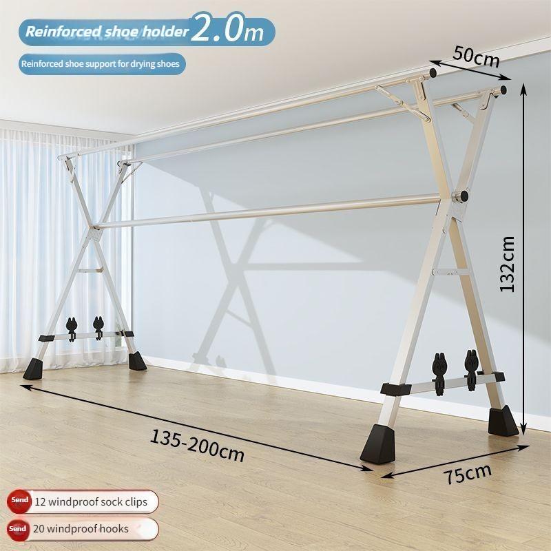 Household Foldable Clothes Hanger Rack Balcony 5 Pole Extendable Clothes Drying Tool Stainless Steel Clothes Drying Rack