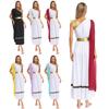 Womens Ancient Greek Costume Sleeveless High Waist Tunic Dress Golden Roman Empress Toga Halloween Party Dress