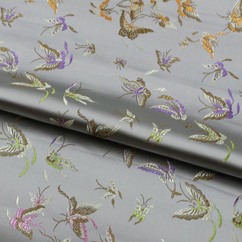 50x75см Китайский стиль Брокат Жаккард Сатин Шелк Ткань с принтом бабочек Ципао Ханьфу Сценический костюм Обивка 50x75cm серый