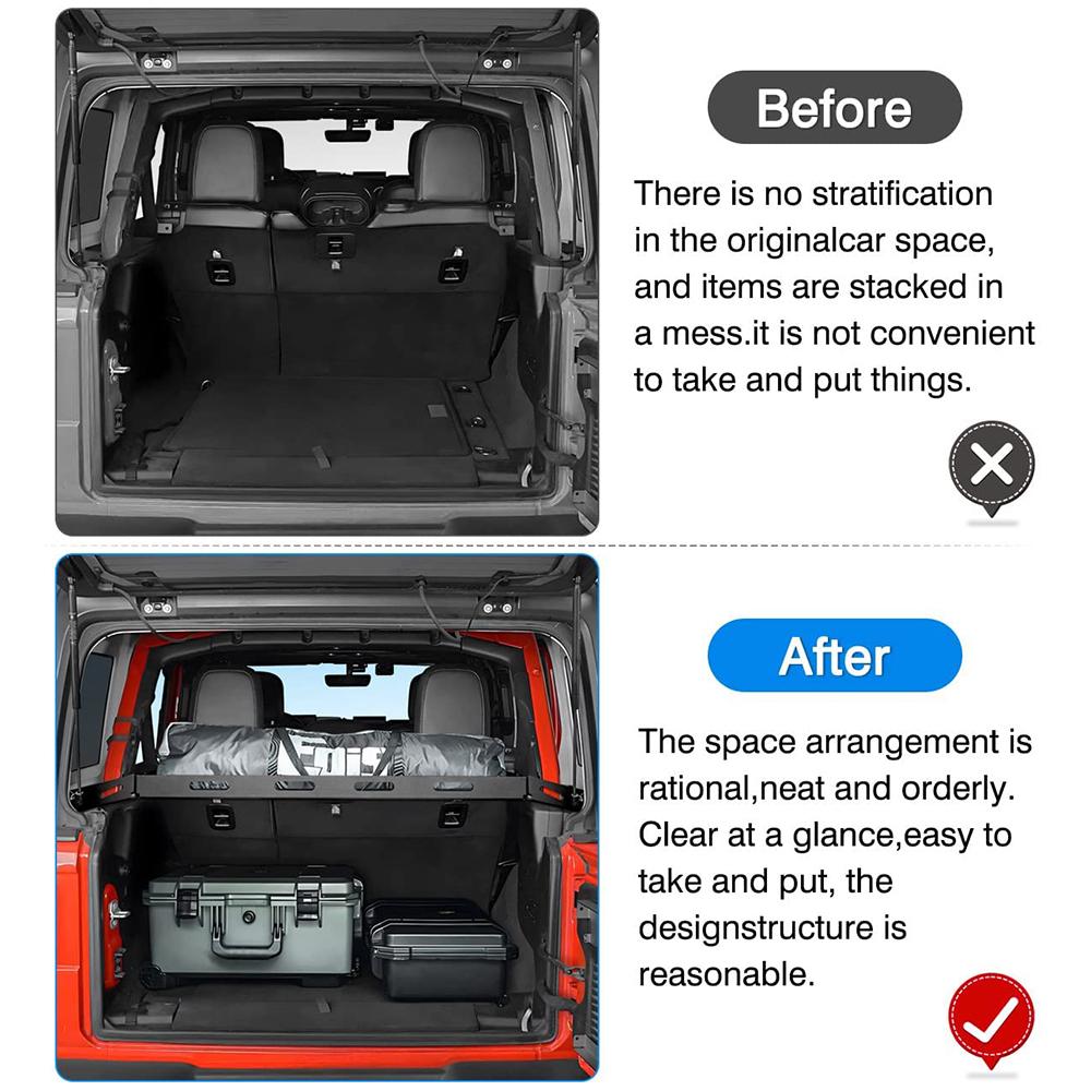 Estante de Almacenamiento para Maletero de Portón Trasero de Coche para Jeep Wrangler JK 2011-2017 4 Puertas Rejillas de Carga Trasera Accesorios