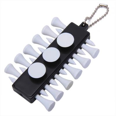 Golf Tee Holder Organizer Carrier Keychain With 12 Wooden Tees Markers