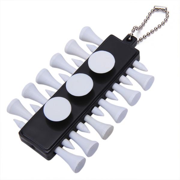 Golf Tee Holder Organizer Carrier Keychain With 12 Wooden Tees Markers