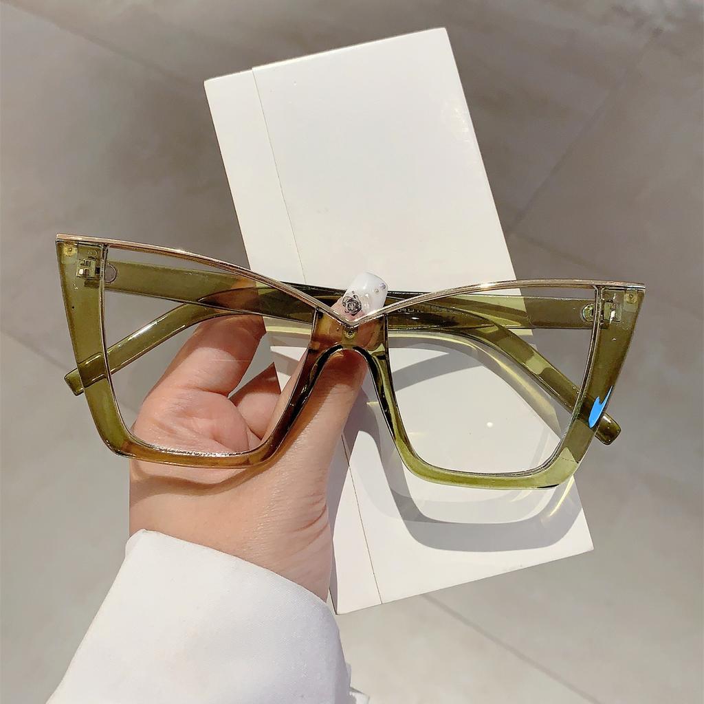 Oversized Cat Eye Glasses Women Trendy Vintage Blue Light Blocking Eyewear Brand Design Chic Non-prescription Eyeglasses