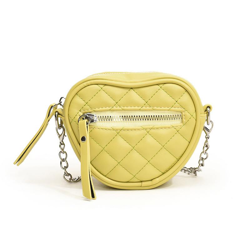 Kids Love Heart Chain Crossbody Bag Pink Pu Coin Wallet With Trendy Stitching
