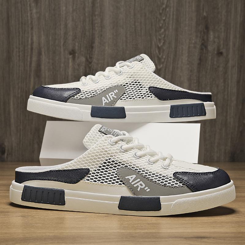 

Мужская обувь для внешней торговли дышит летом, спортивная и повседневная обувь на доске летом, сетчатая ленивая, один педаль без пятки и полушлепанцы 39