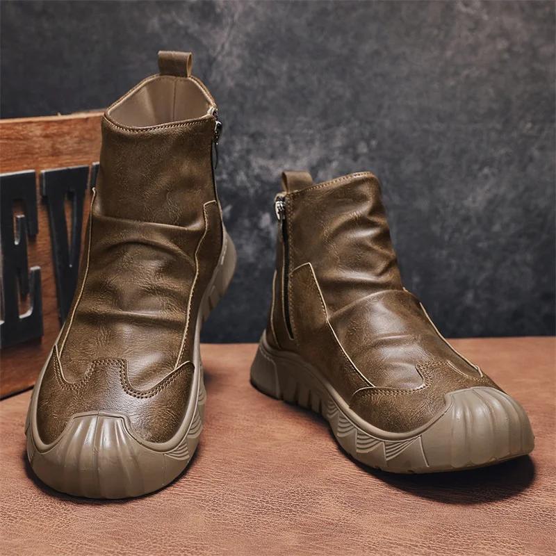 Men Boots Shoes Casual Shoes Classics Ankle Boots High Slip on Office Ventilate Versatile Motorcycle Boots Men Casual Sneakers