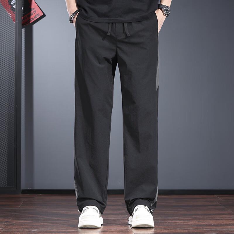 Jieleinuo Men s Quick-Dry Ice Silk Straight-Leg Casual Pants 4XL
