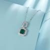 Simple Fresh Cultured Emerald Pendant S925 Silver with Lab-Synthesized Gemstone and Full Diamond Design for Women