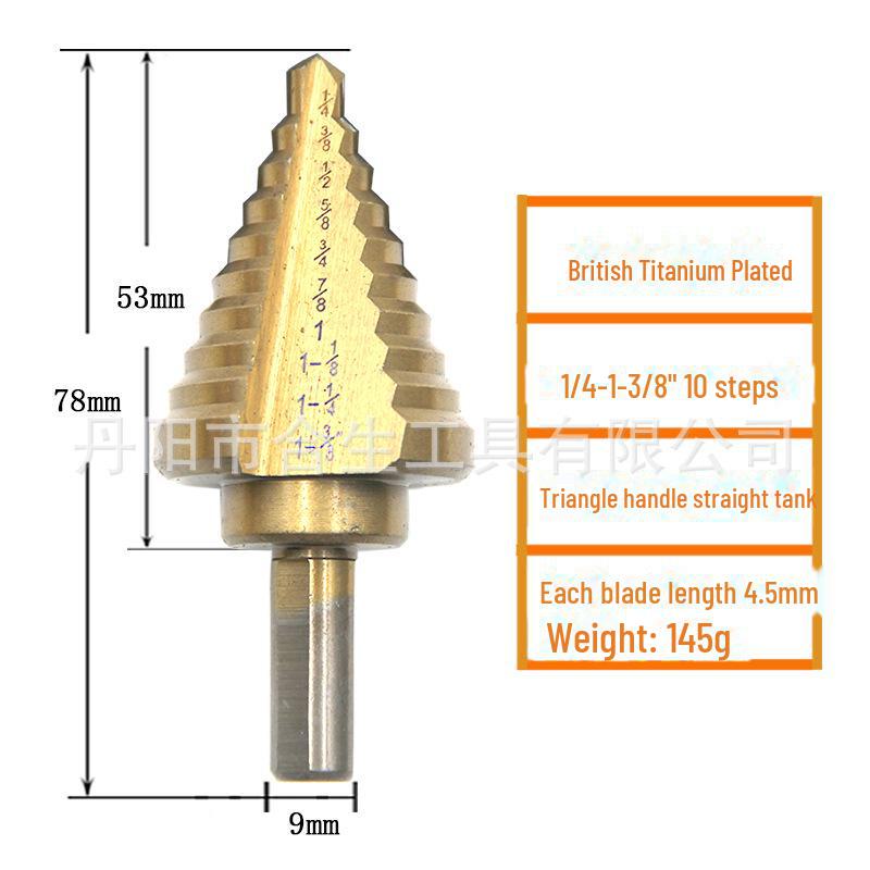 Bestseller Set di punte a gradino per l'apertura di fori su lamiere in acciaio a 5 pezzi UK - Punta a torre triangolare da 1/4"-1-3/8".