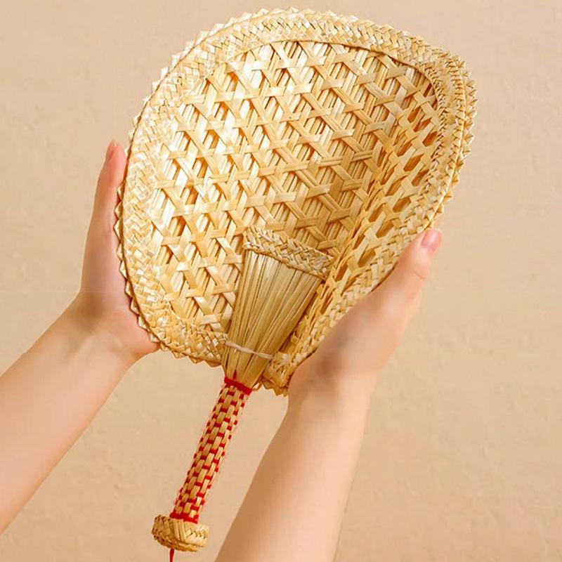 Durable Handmade Large Wheat Straw Palm Fan for Summer Household Use