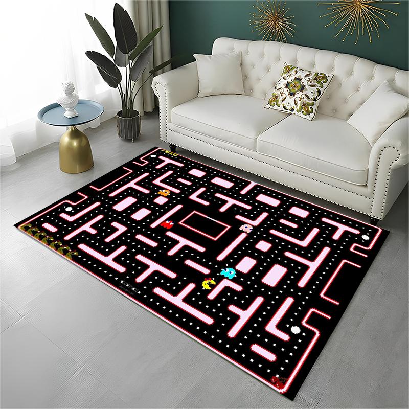 Retro P-Pacman Game Non-Slip Area Rug for Living Room,Bedroom,Playroom,Soft Carpet Floor Mat Home Decor Rug Kids Room Gift