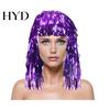 PET Glossy Ribbon Wig Colorful Foil Tinsel Wigs Metallic Fancy Party Shiny Cosplay Costume Photo Booth Prop for Adults Women Reflective Hair