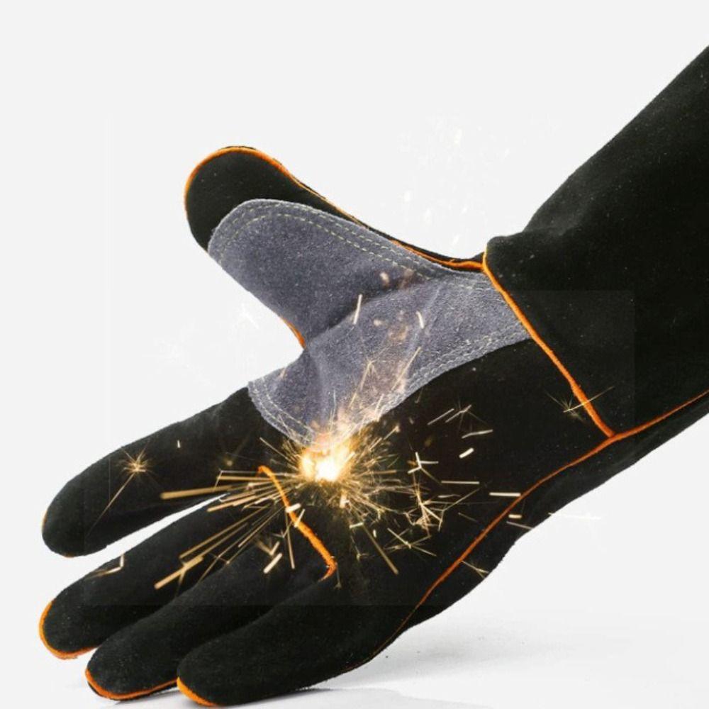 Leather Heat Resistant Gloves High Temperature Resistance Safety Gloves Welding Gloves Kitchen