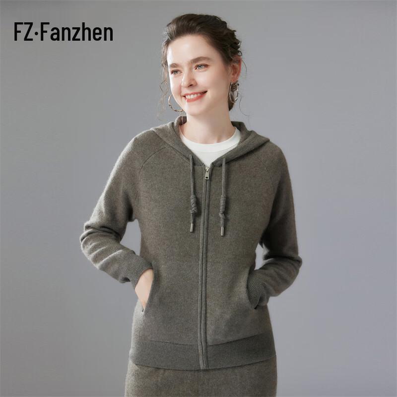 Fanzhen Women's Hooded Cashmere Blend Cardigan