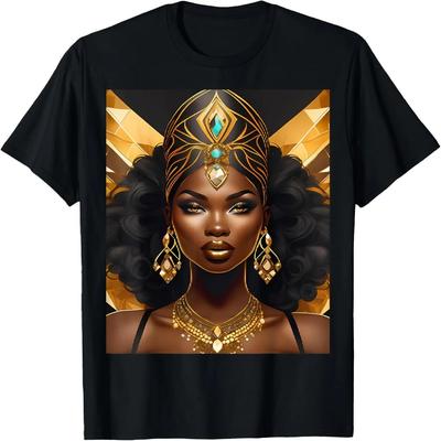 Camiseta Elegancia Reina Negra Ébano Mujer Americana