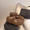 Fashion Autumn Woolen Fur Women Warm Cotton Flats Shoes Concise Outdoor Soft Sole Shoes Ladies Comfort Mary Jane Shoes