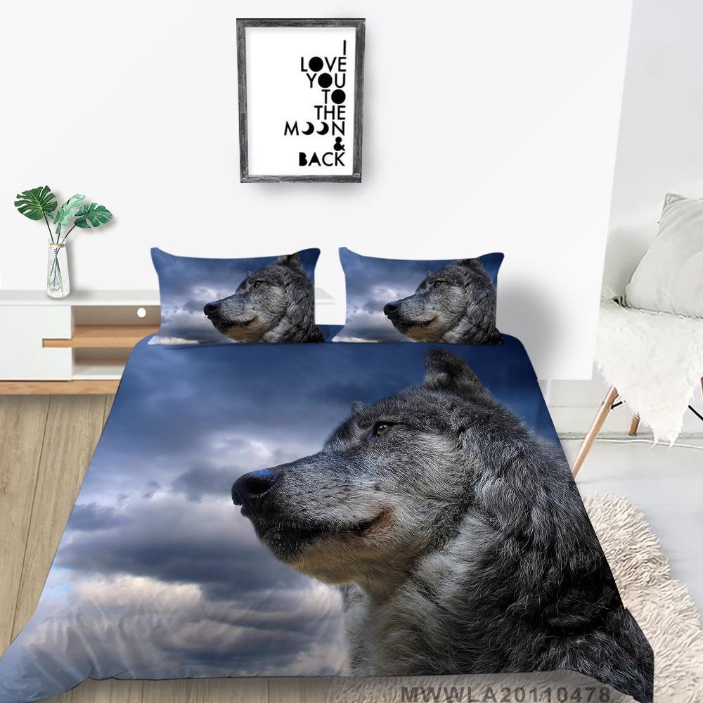 Home Bed Set with Bedding Pillow 2/3 Pcs Duvet Covers Highend 3D Wolf Printed Bedding Suit Home Textiles