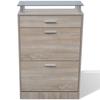 VidaXL Shoe Cabinet with Drawer and Glass Top Wood Oak Look