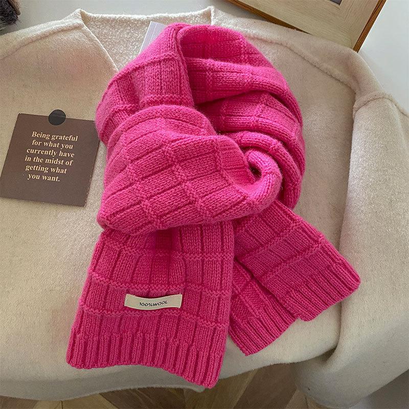 Women Warm Knitted Wool Scarf For Winter Solid Color Thickened Shawl Soft Scarves Cashmere Pashmina Neckerchief Blanket
